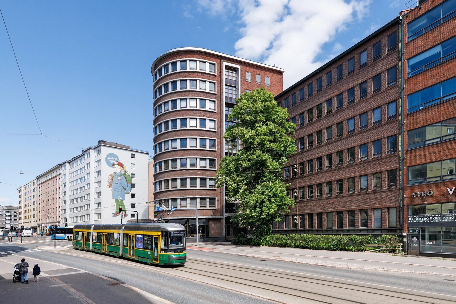 Hämeentie 19, Helsinki: Maatio's office building and a tram