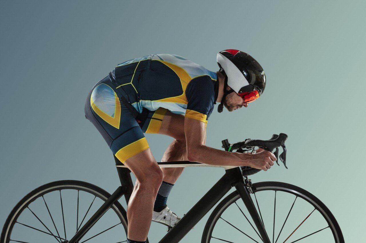 Male athlete on a bicycle